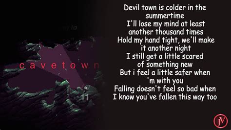Oct 21, 2023 · Cavetown’s vulnerability is palpable as he sings, “I was carried to Ohio / In a swarm of bees / I never married / But, Ohio don’t remember me.”. These lyrics, filled with metaphorical meaning, evoke a powerful sense of longing and displacement. 3. The Significance of “Devil Town”. “Devil Town” has become an anthem for those who ... 